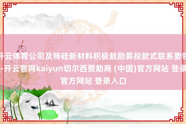 开云体育公司及特硅新材料积极鼓励募投款式联系要领建设-开云官网kaiyun切尔西赞助商 (中国)官方网站 登录入口